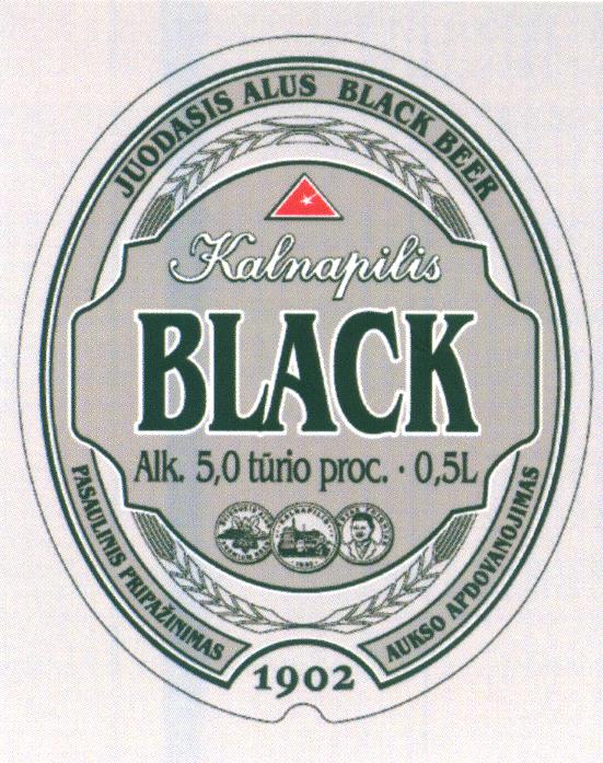 Prekės ženklas: BLACK Kalnapilis 1902 JUODASIS ALUS BLACK BEER
